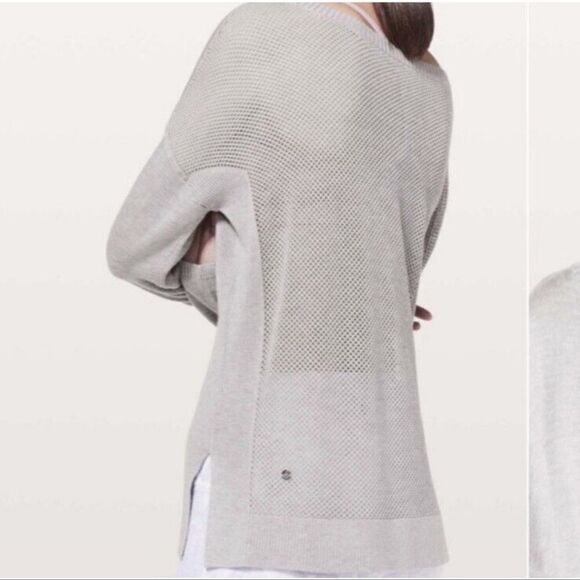 Lululemon Well Being Sweater Heathered Grey Size 8 Cashmere Blend Crew Neck - Picture 4 of 12